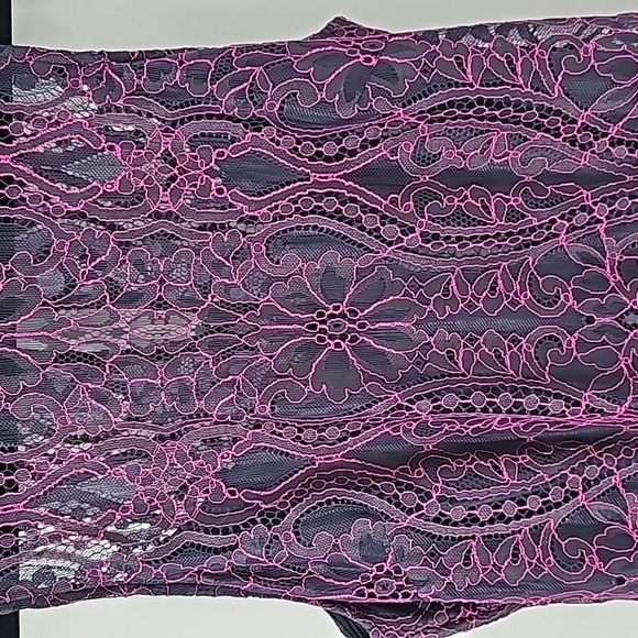 WHBM Lace Top with Teardrop Back+Fringe Hem Omb Blu Raspberry Rose Color - Picture 5 of 17